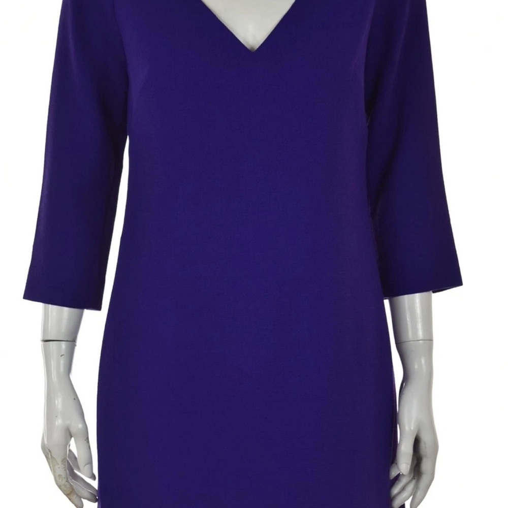 J Crew Womens Purple Solid Sheath Dress Above Knee 3/4 Sleeve Wool